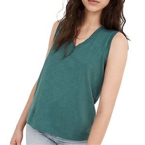 Madewell Whisper Cotton V-Neck Tank Shaded Evergreen (Dark Teal) Size Extra Smal